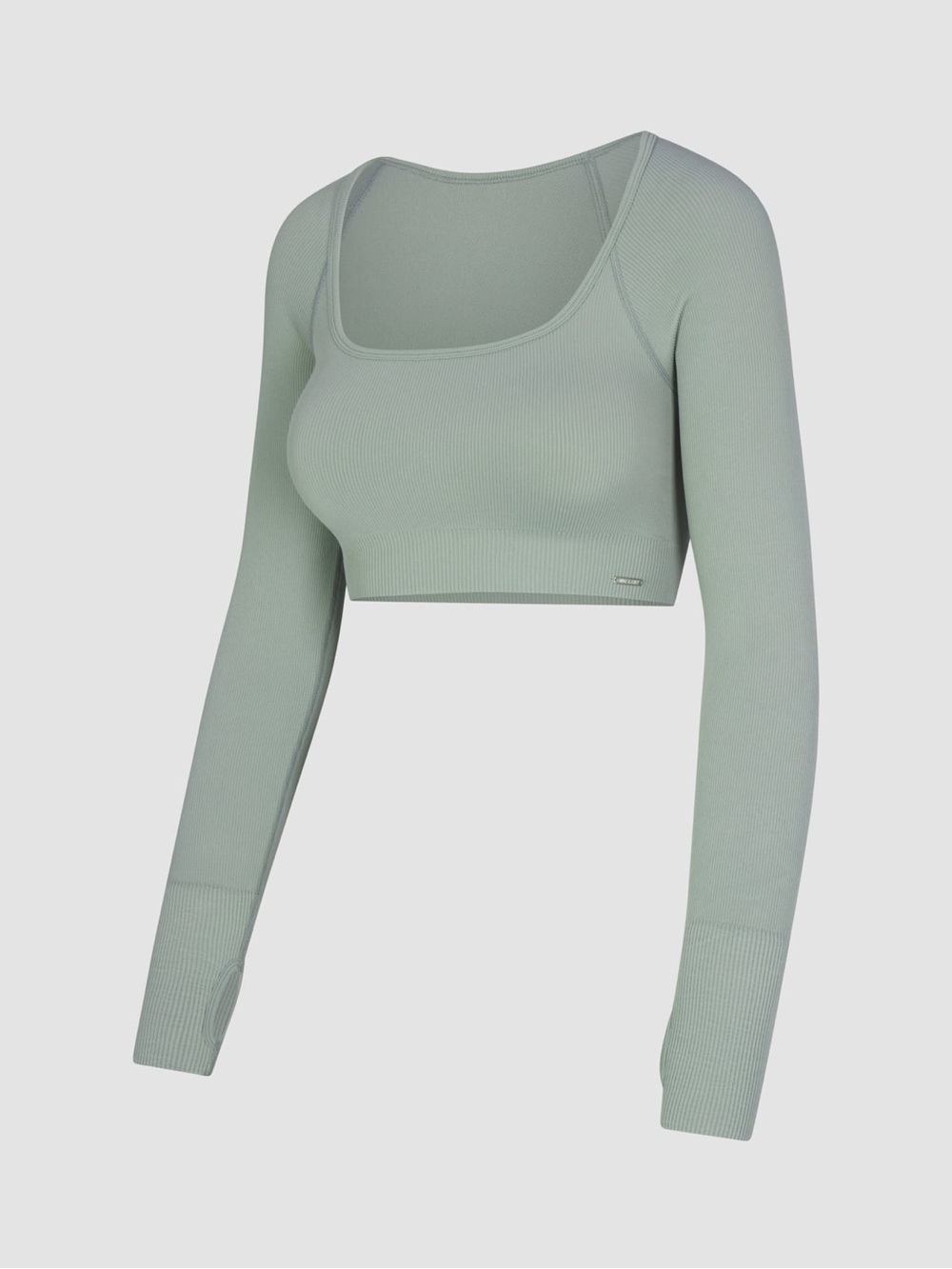 NWT SAVAGE X FENTY SPORT LONG SLEEVE Crop Top Ribbed Seamless Green 1X